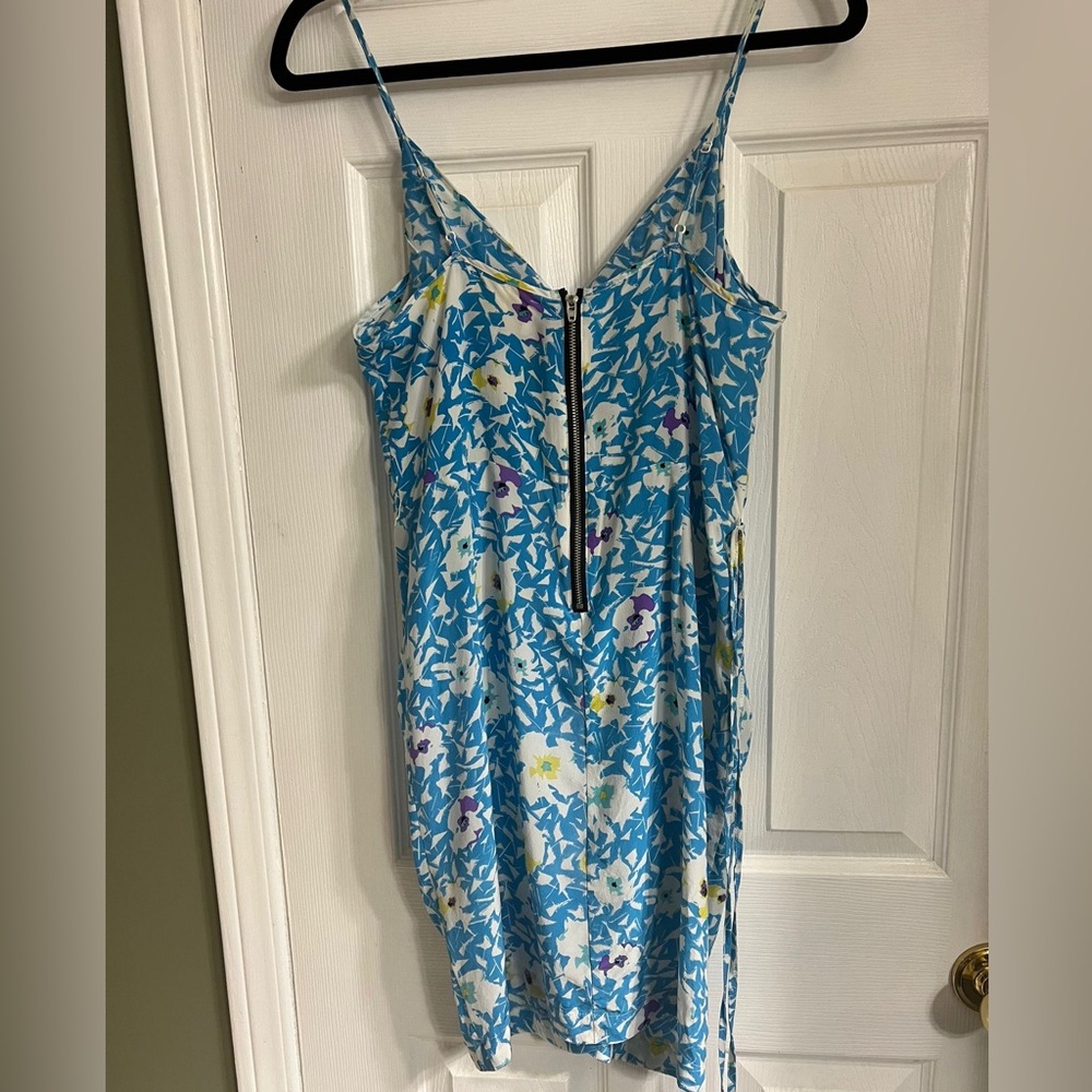Yumi Kim Blue Flower Print Dress 100% Silk